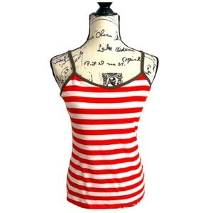 GAPBODY White & Orange Stripes  Sleeveless Camisole green straps Size Medium